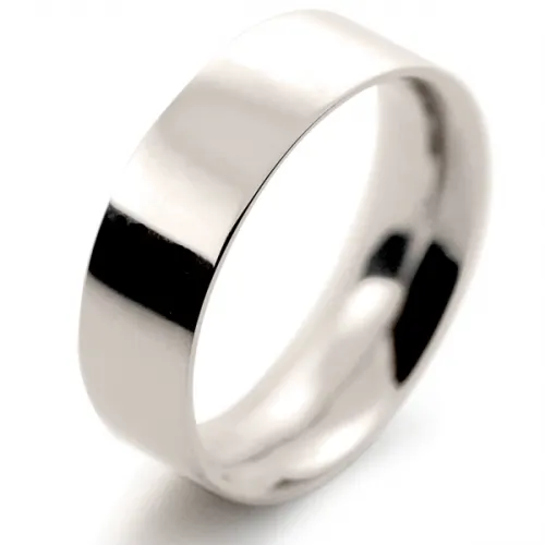 Flat Court Very Heavy - 7mm (FCH7 W) White Gold Wedding Ring 